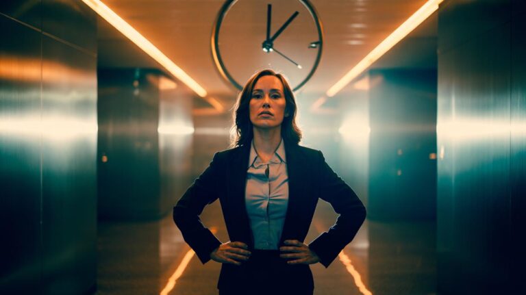 Illustration of a person in the Wonder Woman power pose, hands on hips and chest open, for two minutes to boost confidence